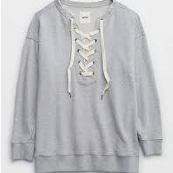 Xxl grey good used condition aerie lace up sweatshirt - Picture 5 of 5